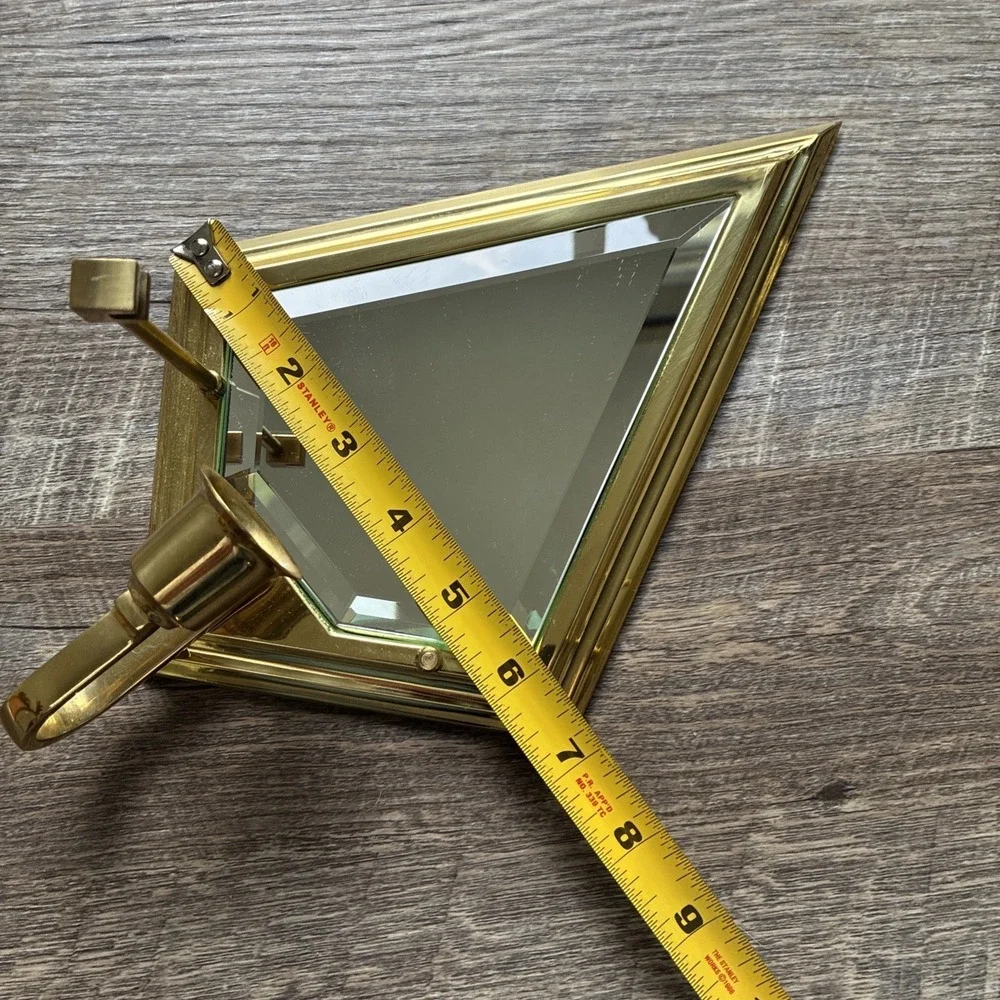Vintage PartyLite Brass Mirror Wall Sconce Candle Holders Hollywood Regency Set - Picture 14 of 16